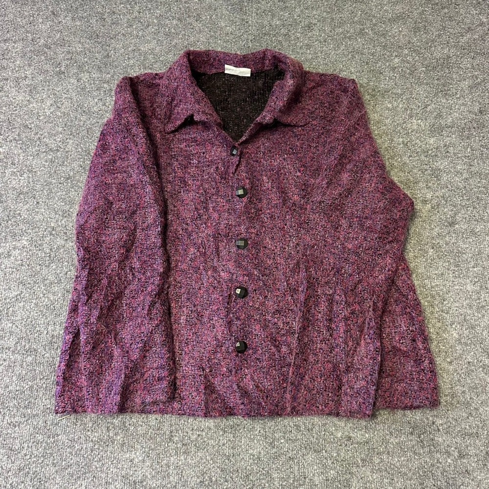 Alfred Dunner Jacket Womens Size 18 Purple Textured Boucle Knit USA Made Vintage